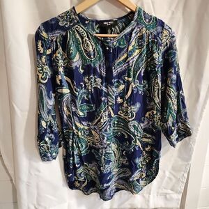 Nine West Jeans paisley tunic style top size M